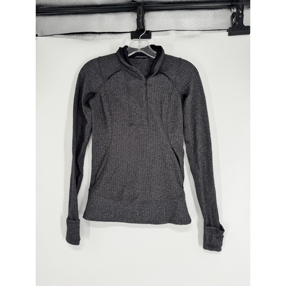 Lululemon Think Fast Pullover Top Womens Size 4 Herringbone Quarter 1/4 Zip Rulu